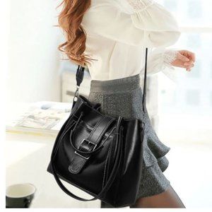 BCF Black Designer Buckle Shoulder Bag